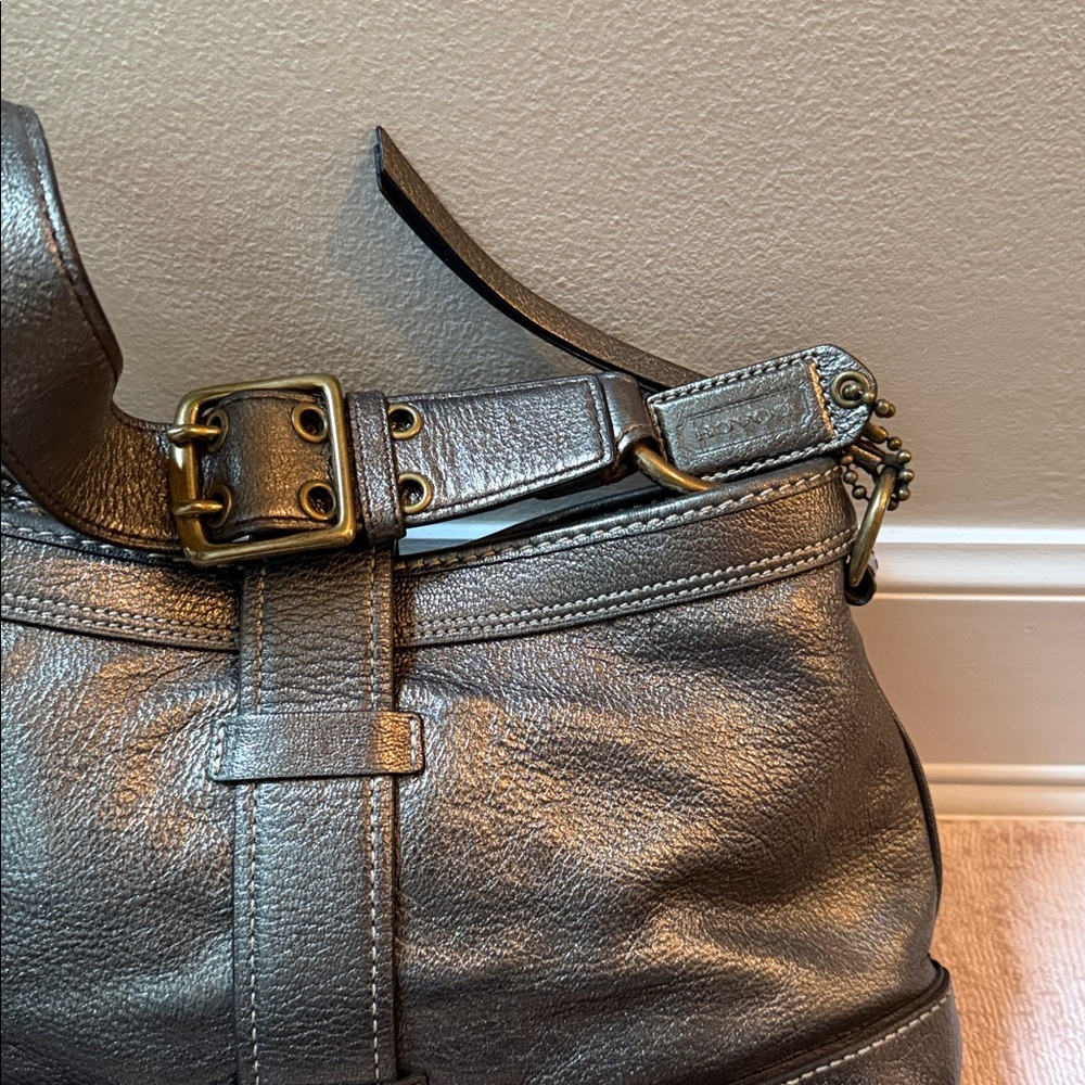 Gunmetal Coach Leather Shoulder Bag - Picture 6 of 10